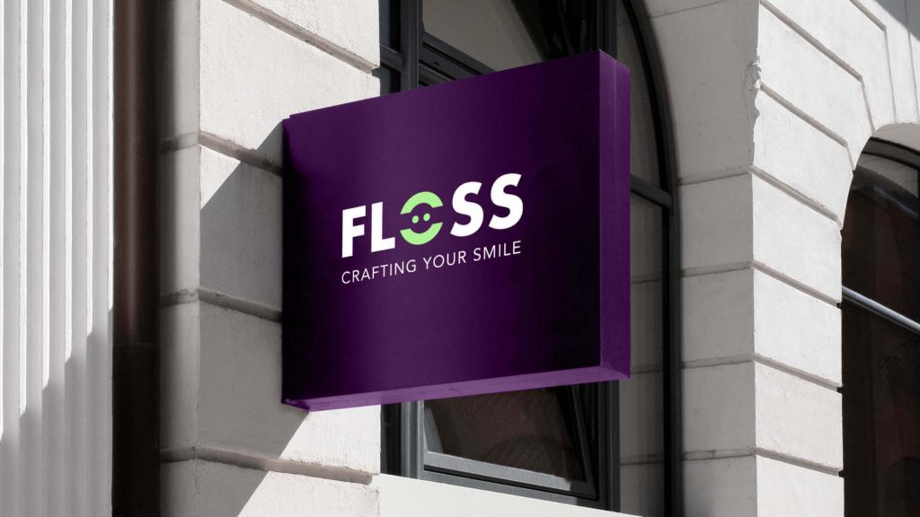 Dental practice logo mockup with a floss design, illustrating a friendly and approachable brand identity.