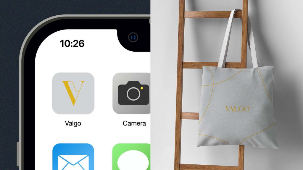 Premium logo design for a clothing brand displayed on a tote bag and iPhone, emphasizing high-end branding.